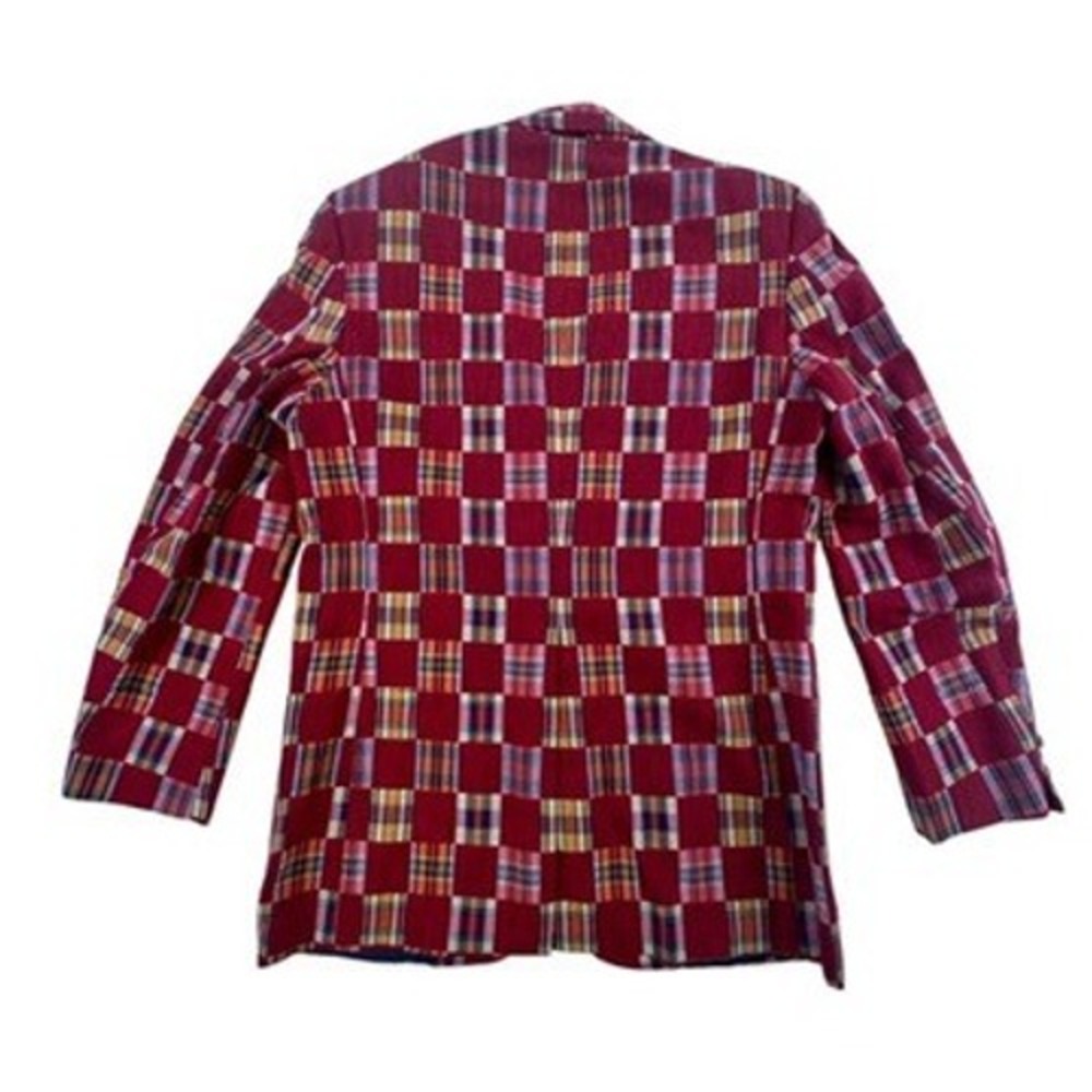 Robert Lewis Idea 42 L Mens Blazer Vintage‎ Patchwork Plaid Red Multi Sport Coat - Picture 2 of 13